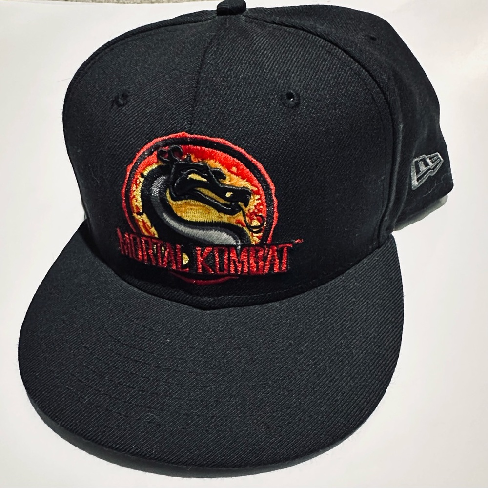 New Era X Mortal Kombat Hat Black Fitted Cap 7 3/4” Men’s Adult RARE 100% Wool